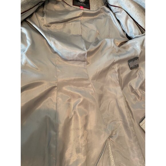 Vince Camuto Midi Coat Gray Double-Breasted Black Trim Wool Bend Medium - Picture 4 of 15